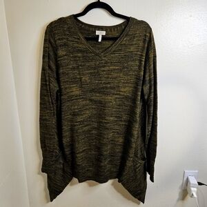 LOGO By Lori Goldstein Tunic Pullover Sweater Soft Cardigan Olive Green …